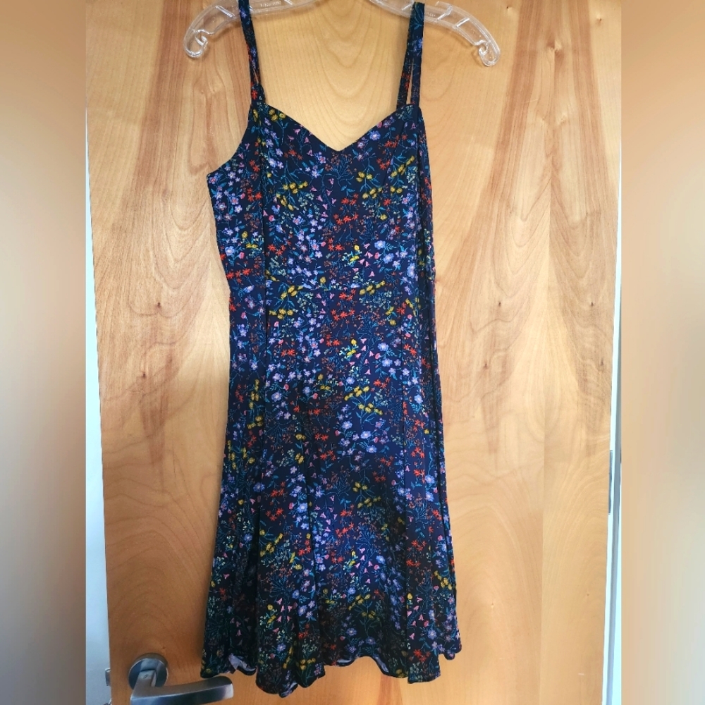 Navy floral summer dress.